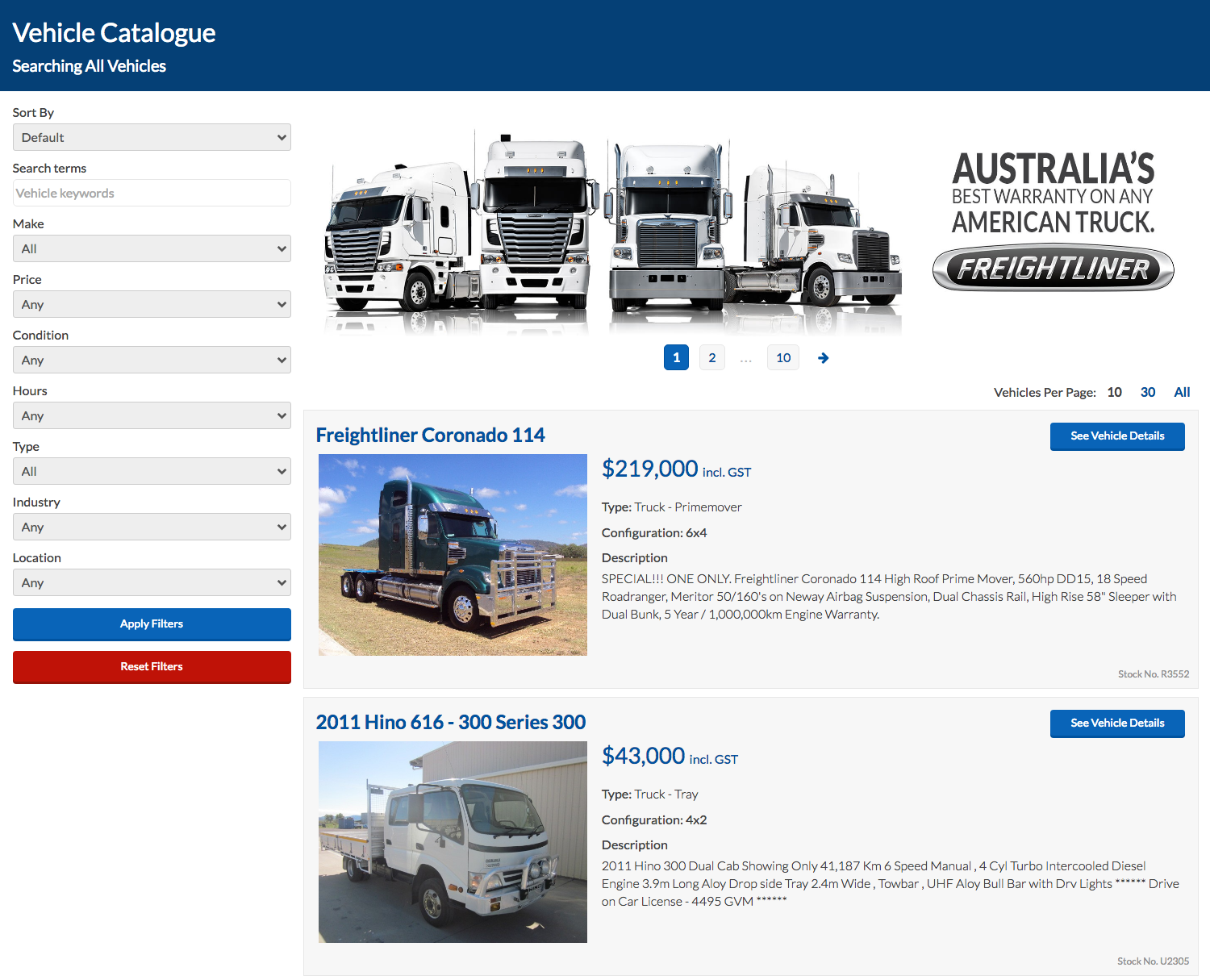 Vehicle Catalogue Westco Truck Sales