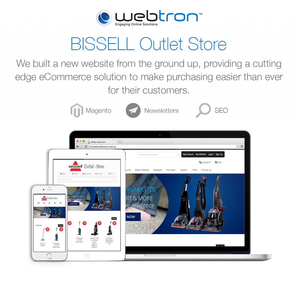 The BISSELL Outlet Store has been exploding in online orders since we added in their New eCommerce Platform! BISSELL Outlet Store NZ Coming Soon!