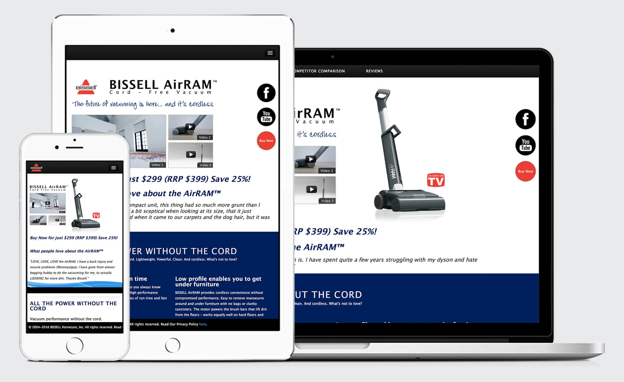 BISSELL Airram Splash page website design