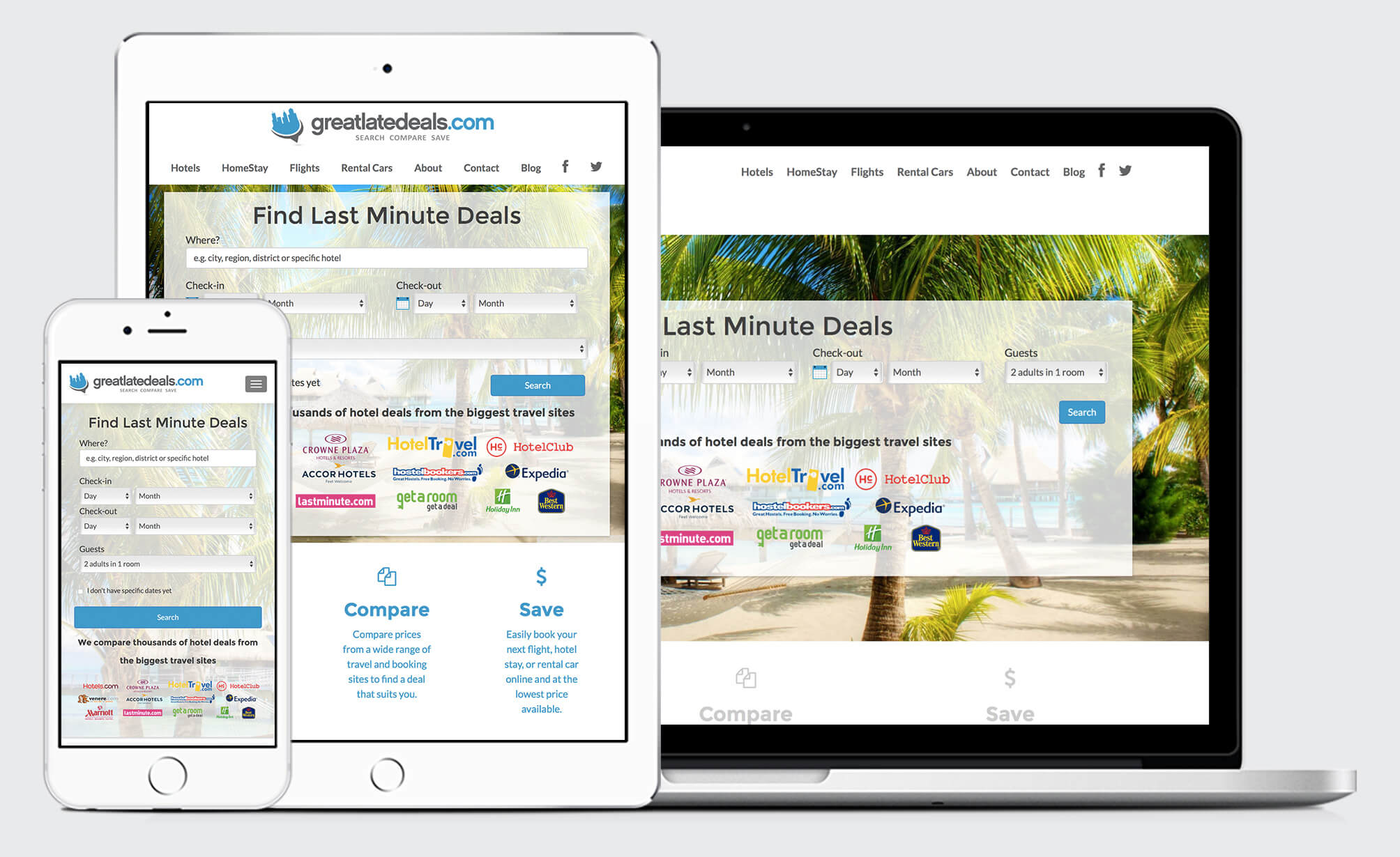 Great Late Deals responsive website design 3rd party app integration