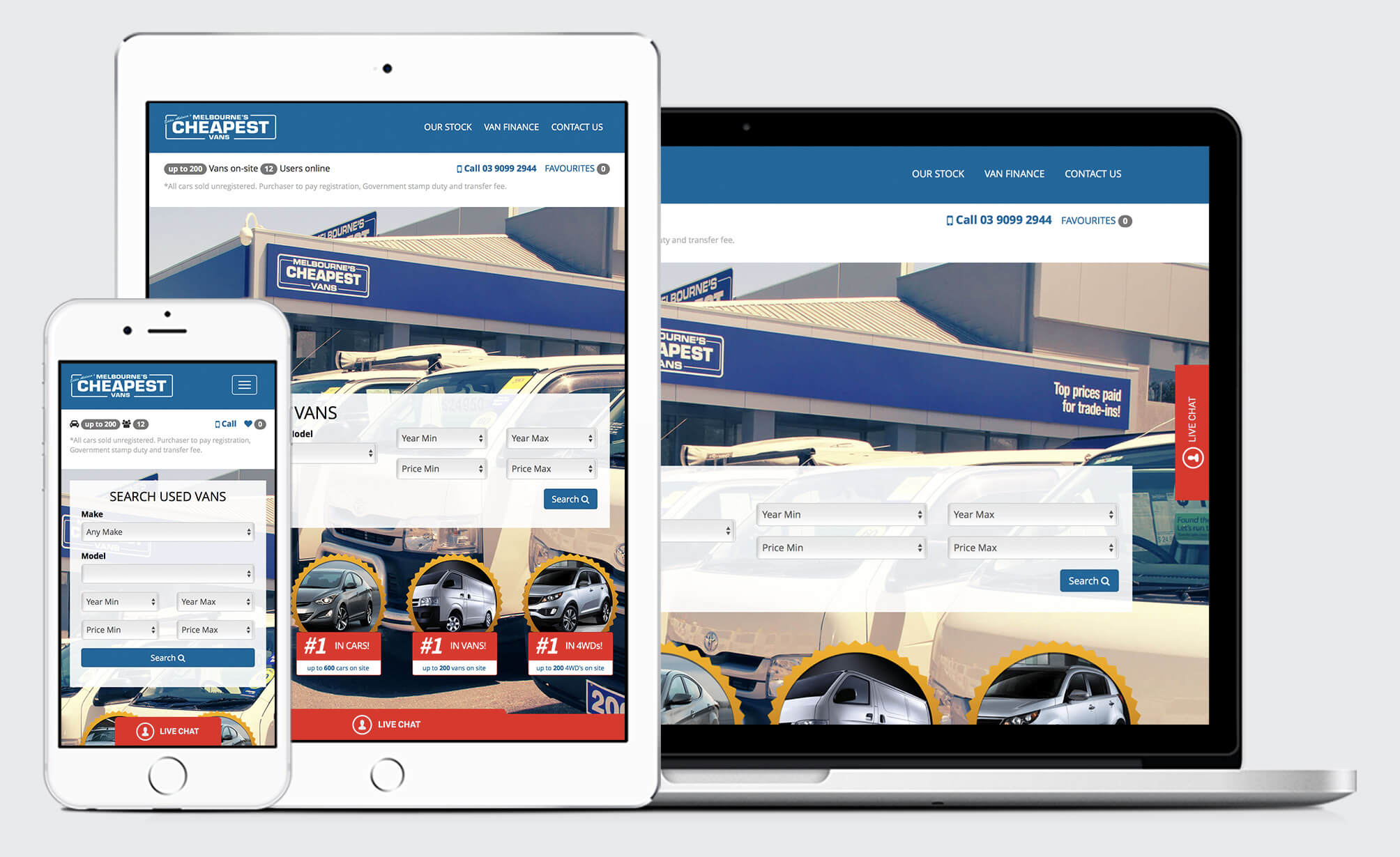 Melbourne's Cheapest Vans WordPress responsive website design