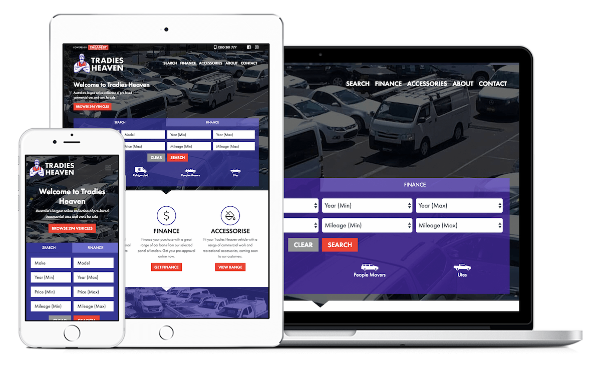 Tradies Heaven website design by Webtron